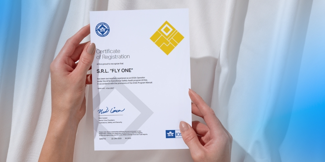 FLYONE has been successfully registered as an IOSA Operator under the IATA Operational Safety Audit program (IOSA)