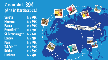FLYONE pune în vânzare bilete pentru zboruri până în Martie 2021, de la doar 39 EUR!